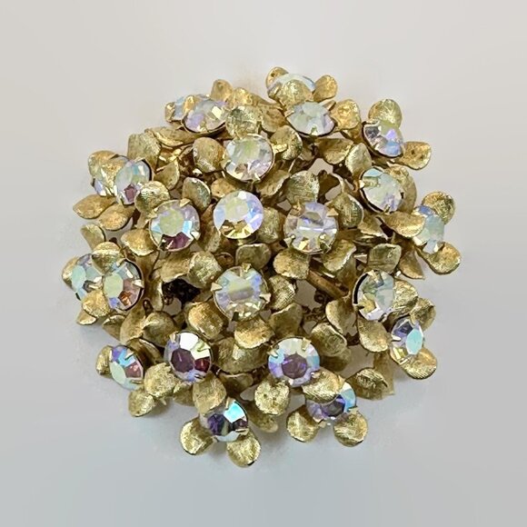 Rhinestone Brooch, Kramer Of New York, Flowers, Mid-Century Modern, Vintage - Picture 2 of 5